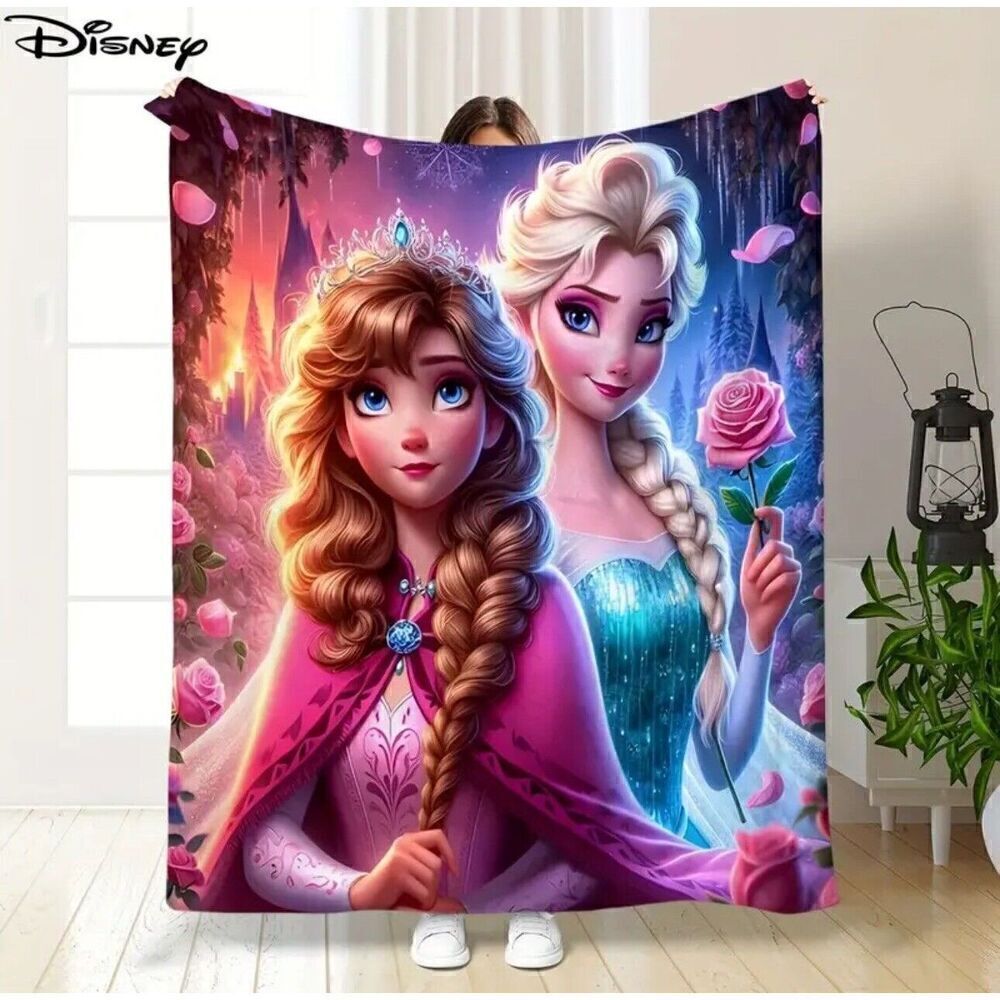1pc Disney Frozen Elsa & Anna Themed Digital Print Flannel Fleece Blanket. 50X60